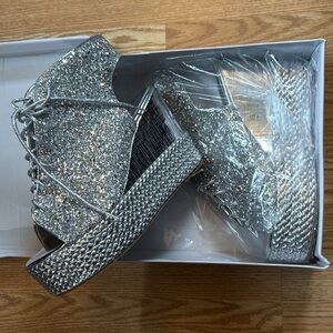 Silver Glitter Platform sandals